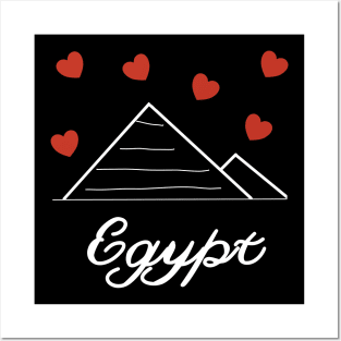 Pyramids Egypt with heart love summer travel vintage Posters and Art